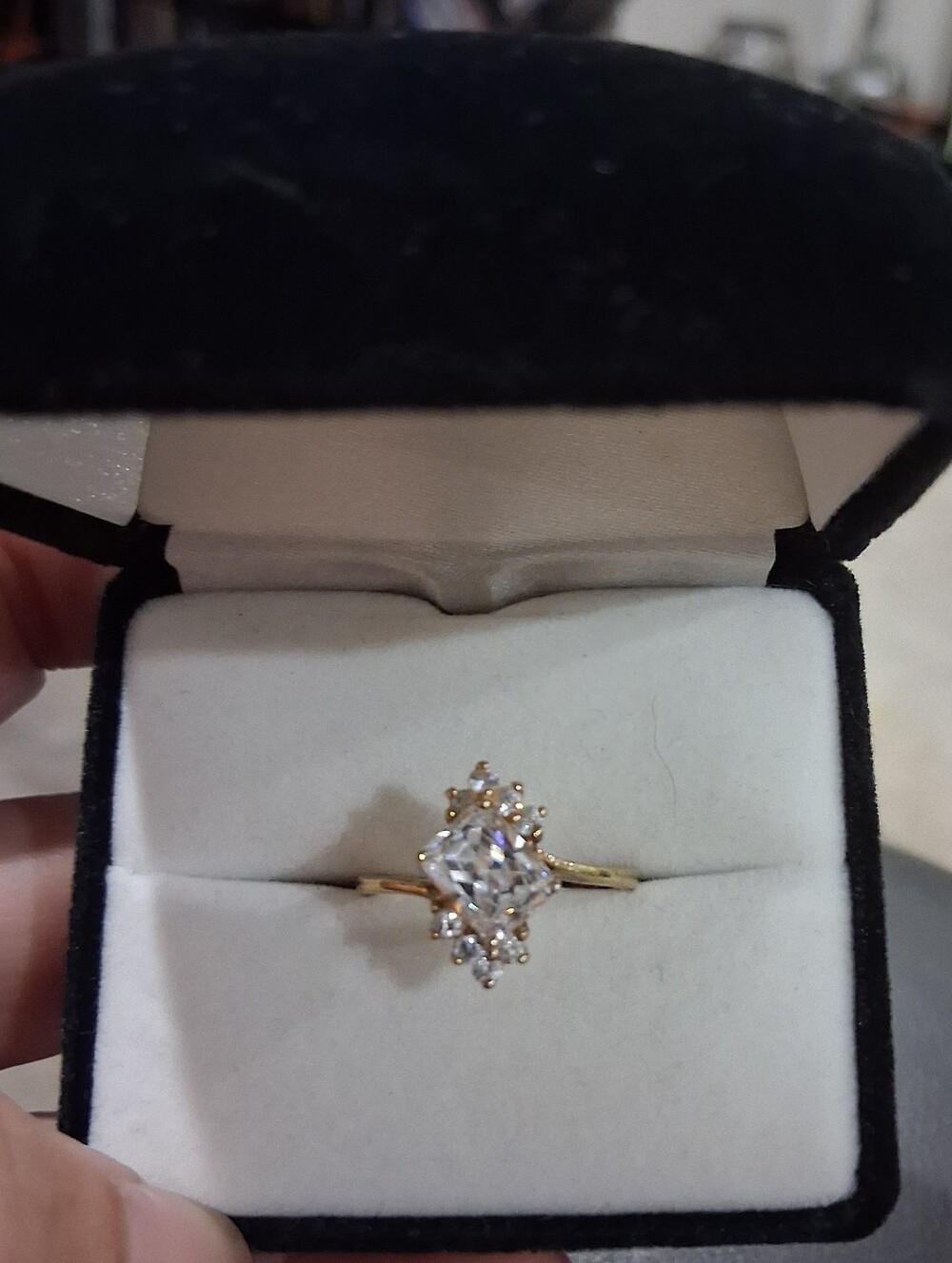 14Kt Gold over .925 Sterling Silver 2 Ctw CZ Statement Ring Size 7